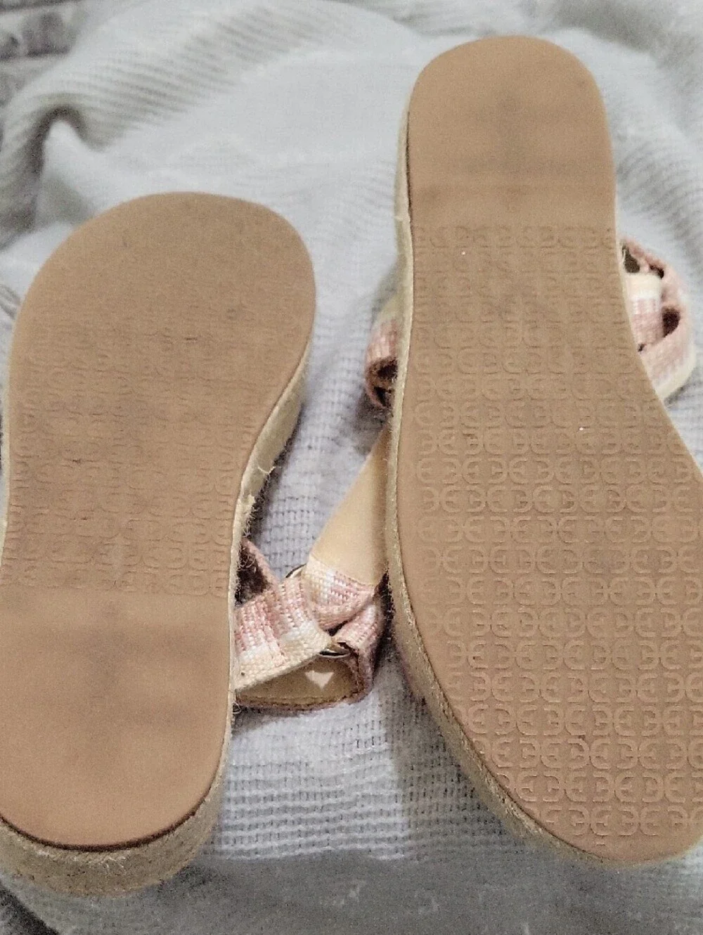 Sam Edelman Pink and Cream Espadrille Platform Strappy Sandals Womens 8